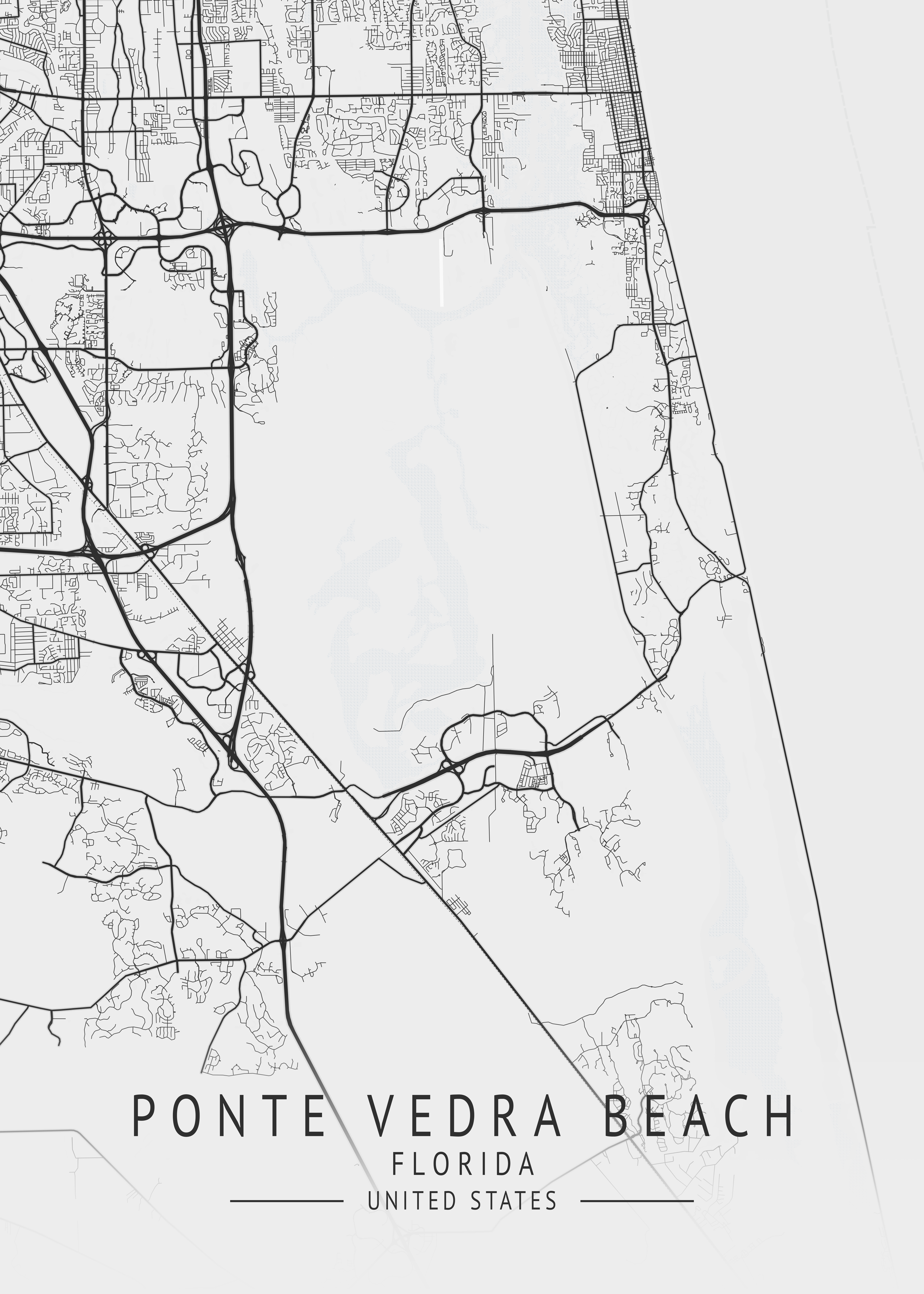 Ponte Vedra Beach - Florida - US Gray Map Art